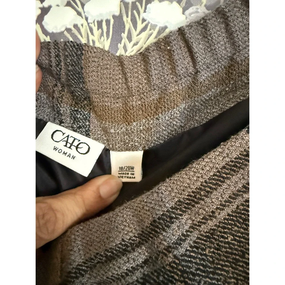 Cato Woman Plaid Midi Skirt Elastic Waist Side Slit‎ Lined Womens 18W